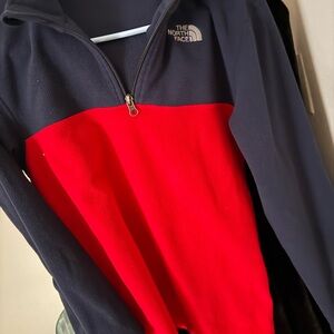 The North Face Red and Dark Gray Fleece Jacket